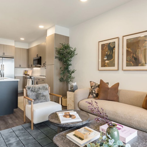 living room open to kitchen