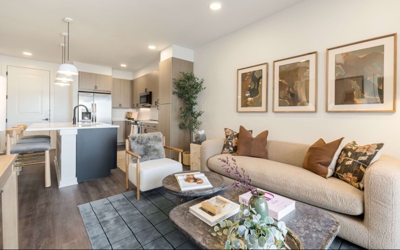 Open space living area with natural lighting