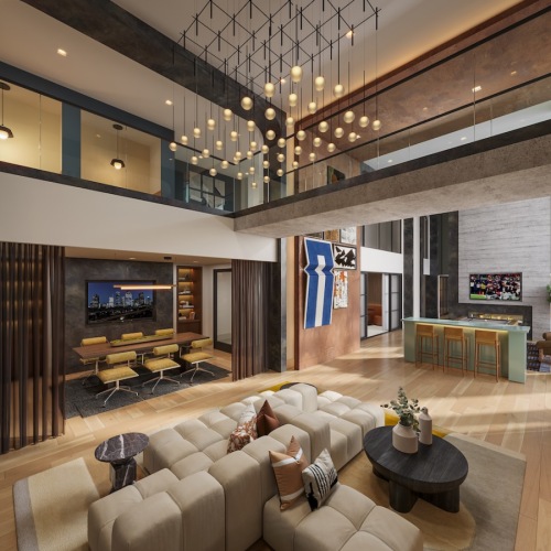 Where Productivity Meets Comfort a spacios clubhouse with a large glass ceiling