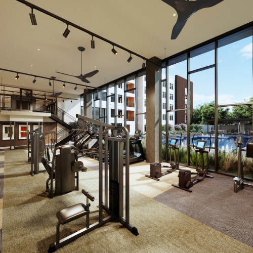 Fitness that fits your routine a room with exercise equipment and chairs